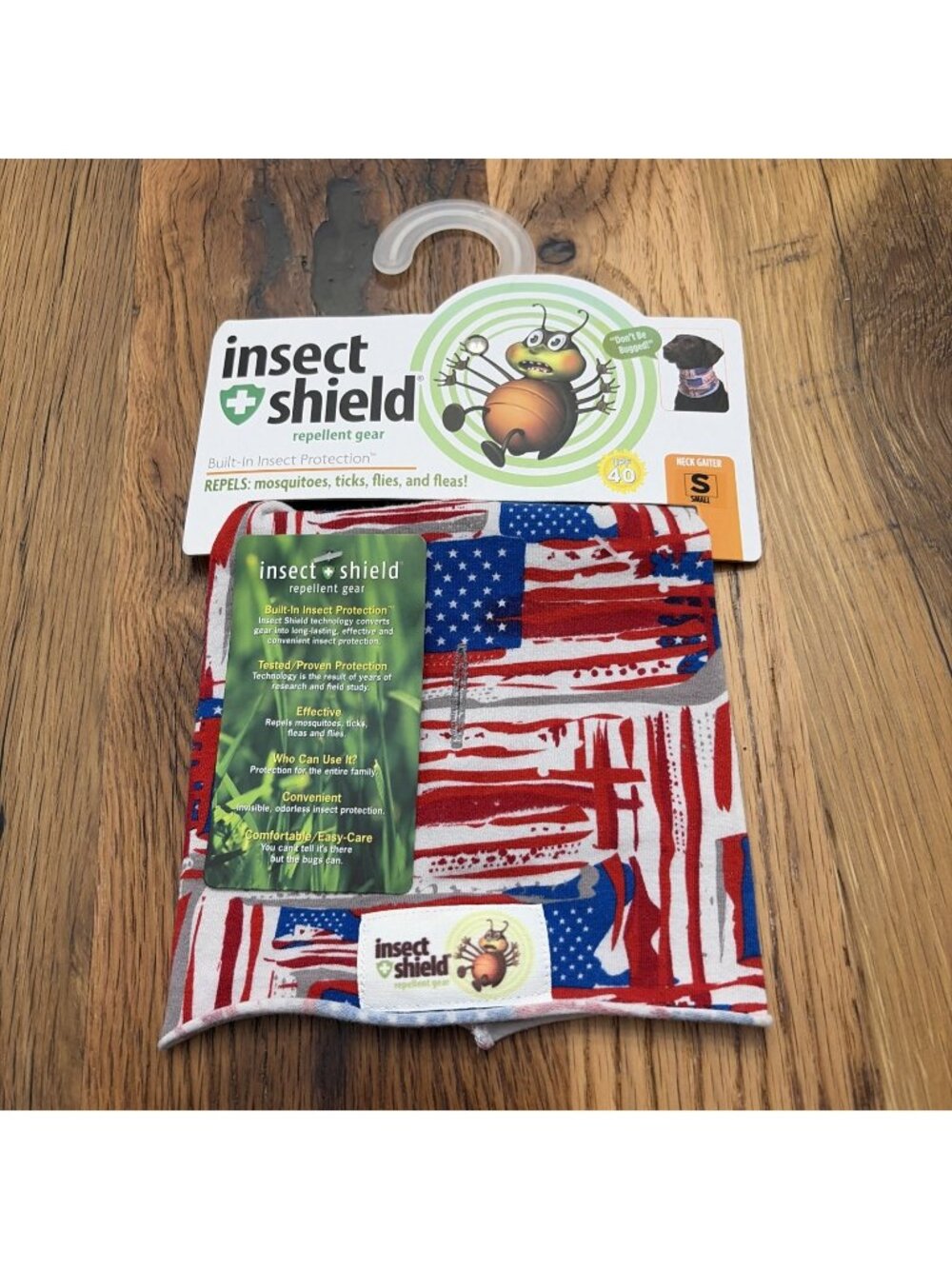 Insect Shield Small Dog Neck Gaiter UPF 40 Patriotic Repels Ticks Flies Fleas